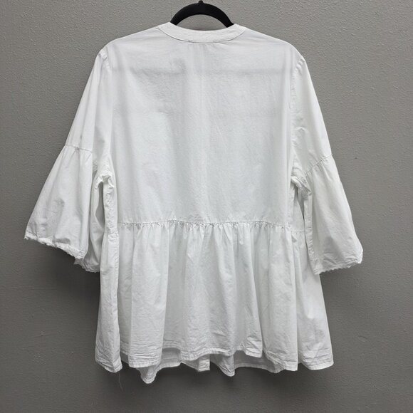 Ellos Shirt Womens 20 Plus White Boho Tunic Eyelet Lace Button Front 3/4 Sleeve - Picture 5 of 10